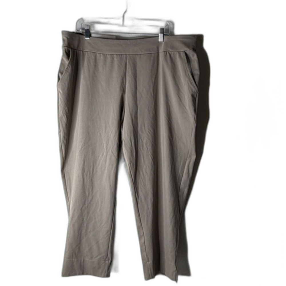 Zac & Rachel pull-on stretch ankle pants in taupe, office wear women's size 2X